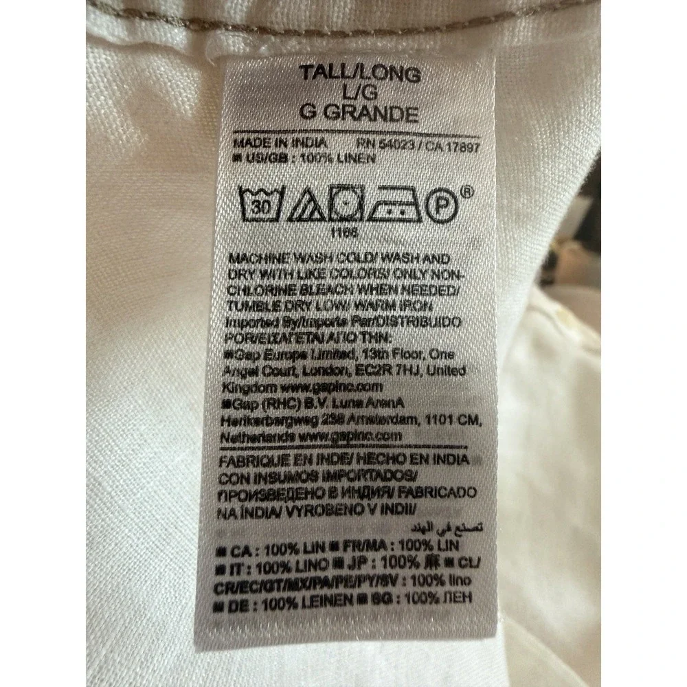 Banana Republic Standard Linen Shirt Mens L Tall White 100% Linen $100 NWOT